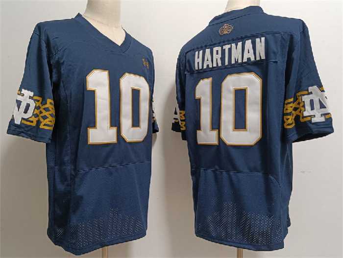 Mens Notre Dame Fighting Irish #10 Sam Hartman Navy With Name Limited Stitched Jersey->->NCAA Jersey